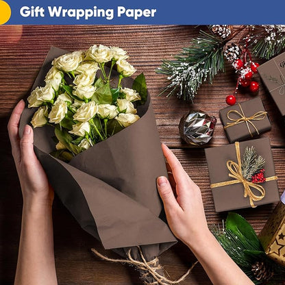 Vanhench 30"×1200" (100') Kraft Wrapping Paper Roll, Bouquet Flower Paper, Chocolate Brown Packing Paper for Wedding/Birthday/Holiday/Father's Day Gift Wrapping
