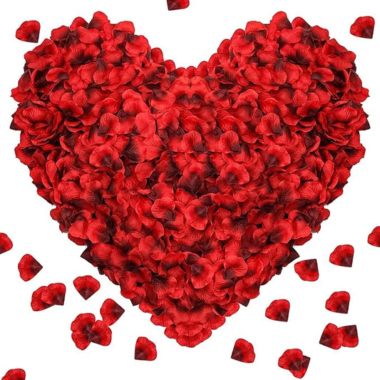 2000Pcs Rose Petals, Artificial Flower Petals Fake Rose Petals for Romantic Night,Wedding,Proposal Anniversary Flower Decorations (Big Red Dot Black, 2000pcs)