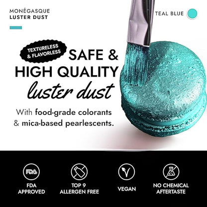 MONÉGASQUE Teal Blue Edible Glitter for Drinks 15g – Halloween Edible Glitter for Cakes & Cocktails – Cocktail, Cake, & Cupcake Luster Dust Spray – Teal Food Coloring & Drink Decorations Sprinkles