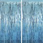 2 Pack Light Blue Tinsel Foil Fringe Curtains, Blue Party Decorations, Metallic Tinsel Party Streamers Backdrop for Birthday Baby Shower Graduation Wedding Anniversary Party Decorations