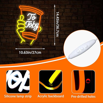 To Toby Neon Sign for Wall Decor Dimmable Solo Cup Toby Neon Light for Man Cave Led Light Up Cup Sign for Music in Memory Country Singer Beer Bar Hotel Wall Art Birthday Gifts Size14.4*10.6In(WZCP226)