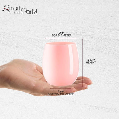 Smarty Had A Party 64 Glasses 12 oz. Solid Pink Elegant Stemless Plastic Wine Glasses, Disposable Drinkware, Plastic Wine Glasses for Parties