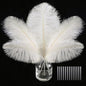 SOGUGOM White Craft Ostrich Feathers - 30PCS 8-10 inch Ostrich Feathers Kit for Centerpieces, Kindergarten Crafts, Dream Catchers and DIY Projects(Off White)