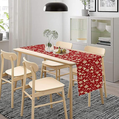 Christmas Table Runner,Seasonal Winter Deer Table Decoration Snowflake Table Cloth Kitchen Dining Table Decoration for Home Party Decor 13x120 Inch