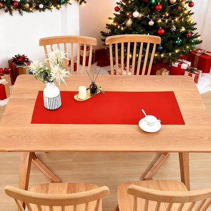 Farmhouse Red Table Runner Small Short Table Runners 36 Inches Coffee Table Runner for Dresser Living Room Bedroom Holiday Party Banquet 12X36 Inch