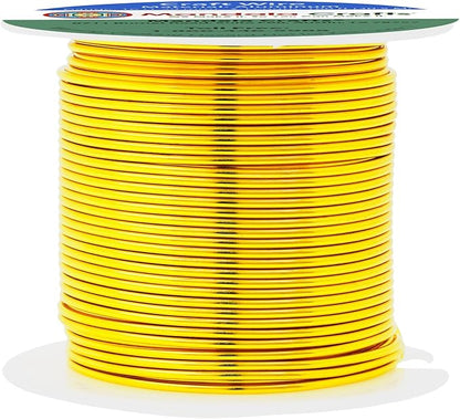 Mandala Crafts 16 Gauge Anodized Aluminum Craft Wire for Jewelry Making - 100 FT Colored Flexible Gold Tone Wire - Bendable for Bonsai Armature Crafting Sculpting