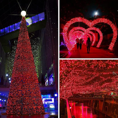 66Ft 200 LED Fairy Lights Plug in, Waterproof String Lights Outdoor and Indoor 8 Modes Christmas Lights Bedroom Decor with Remote, Twinkle Lights with Timer for Girl's Room Christmas Decorations (Red)