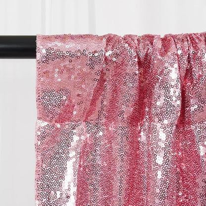 SquarePie Sequin Backdrop Curtain Not See Through Thick Glitter Background for Party 6FT x 6FT Fuchsia Pink
