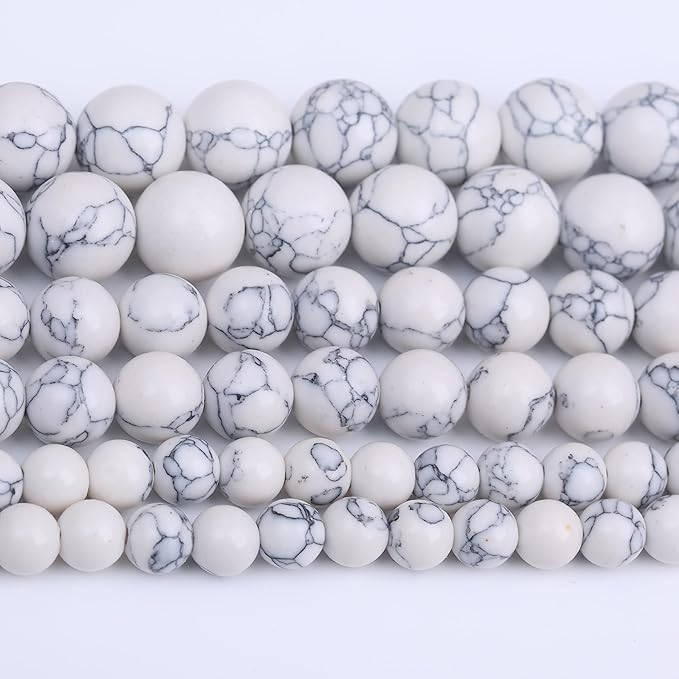 White Turquoise Stone Beads Gemstone Round Crystal Energy Jade Beads Stone Beads for Jewelry Making DIY Bracelet Necklace Jewelry Making 1 Strand 15.5inch 90PCS 4MM