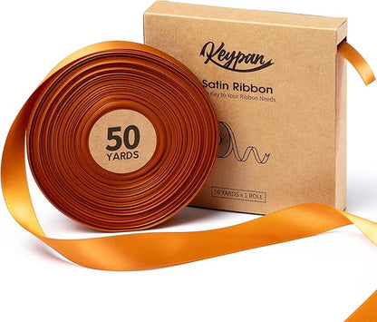 Satin Ribbon 7/8 Inch x 50 Yards Ginger Double-Faced Polyester Ribbons for Crafts Flower Bouquet Gift Wrapping Wedding Invitation