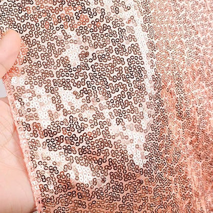 Poise3EHome 8Ft x 8Ft Rose Gold Sequin Backdrop, Glitter Thick Satin Background Drapes, Sparkly Opaque Photography Curtain, Sequence Xmas Thanksgiving Backdrop for Wedding Party Festival Decor