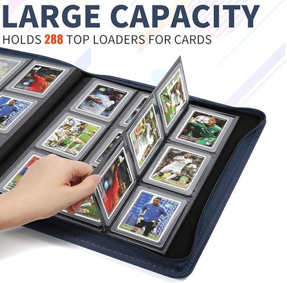 Toploader Binder,Holds 288 Toploaders,9 Pocket Double-Sided Top Loader Binders with Sleeves for 3 x 4'' Toploaders, Card Holder for Trading Cards or Sports Cards (Dark Blue)