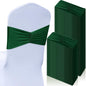 Moukeren 100 Pcs Spandex Chair Sashes Bows Bands Slider Sashes for Chair Covers Elastic Bands Ties Ribbon Decorations for Wedding Party Events Ceremony Birthday Banquet (Dark Green)