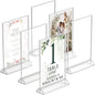 Silver Picture Frames Double-Sided, 6-Pack 5x7 Acrylic Table Number Holders, Clear Easel Stands for Signs, Silver Frames for Wedding Table Numbers, Menu Holders, Photo Displays for Events and Décor