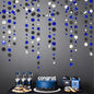 46Ft Navy Blue Black Silver Circle Dots Garland Royal Blue Black Polka Dots Streamer for Birthday Graduations Wedding Bridal Baby Shower Nautical Ahoy Achor Pirate Theme Party Decorations Supplies