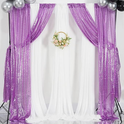 Poise3EHome 2Pcs 2Ft x 8Ft Sequin Backdrop Curtains, Glitter Photography Background, Sequence Xmas Thanksgiving Backdrop (Lavender, 2 pcs-2ftx8ft)