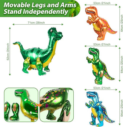 Dinosaur Party Decorations, Dinosaur Birthday Party Supplies for Kids Include Dino Foil Balloons, HAPPY BIRTHDAY Banner, Cake Toppers, Plates, Napkins, Curtains & Customized Tablecloth