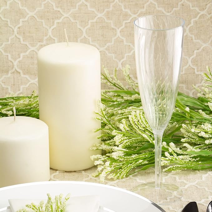 Lillian Tablesettings 96 Count Premium Champagne Flutes 6 oz. Clear Hard Plastic 1-Piece Disposable Glasses, Value Box