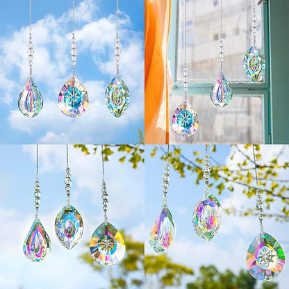 YU FENG 3PCS Crystal Suncatcher Pendant for Decor Hanging Glass Prism Rainbow Maker Light Catchers