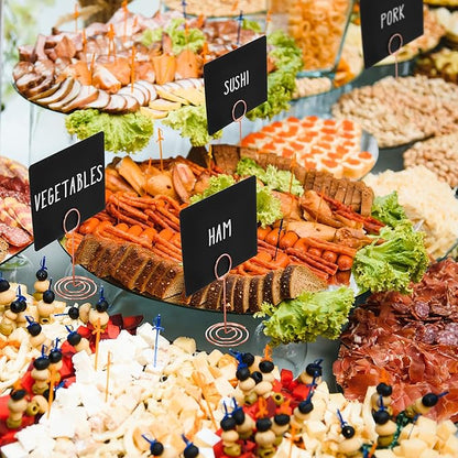 TecUnite 12 Pcs Mini Chalkboard Signs, 4"x3" Small Chalkboard Label with Metal Stand 2 Water Based Chalk for Food Buffet Tabletop Blackboard Sign for Party Bakery(Rose Gold,8.7 x 2.8 in)