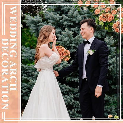 8 Bundles Artificial Peonies Flowers Boho Faux Flowers Arrangements Artificial Centerpiece Spring Bouquet Floral Wedding Decoration for Vase(Orange)