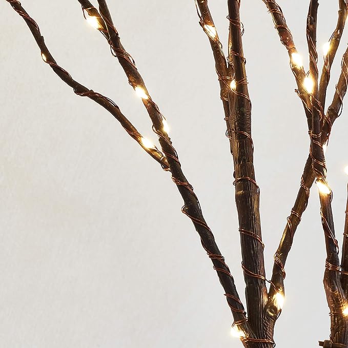 Fudios Lighted Twigs and Branches for Vases Plug in 32in Tall,Brown Willow Tree Branches with Lights 150 LED Outdoor Indoor Holiday Party Decor Gift 2Sets