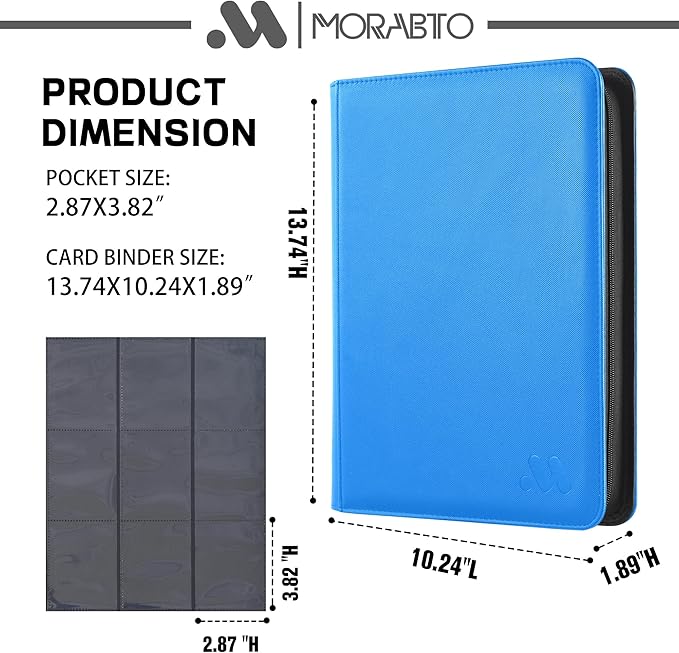 Card Binder 9 Pocket,Trading Card Binder Holds up to 360 Cards with 20 Sleeves,Zipper Card Holder Album Compatible with TCG Card/Game Cards/Sports Card