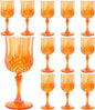 Plastic Wine Glasses，Plastic Goblets Vintage Style Cordial Drinking Glasses for Wedding Reception, Halloween Grand Event Party Supplies (12, Pumpkin orange)