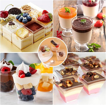 430 Pack Mini Dessert Cups with Lids and Spoons, Shooters Cups for Party, 4 oz, 5 oz 7 oz Clear Yogurt Parfait Cups for Pudding, Fruit, Mousse, Party Catering, Snacks & Appetizers