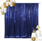 SquarePie Sequin Backdrop Curtain Less See Through Background for Wedding Party 7FT x 7FT Navy Blue