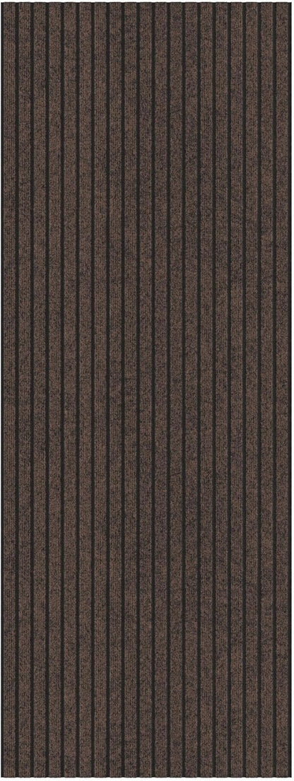 Ottomanson 2'7" x 20' Hallway Runner with Scraper Pile - Extra Durable Non-Slip Rug Mat for Indoor & Outdoor Use - Ideal for Kitchen, Entryway & Garage - High-Traffic Carpet, Brown