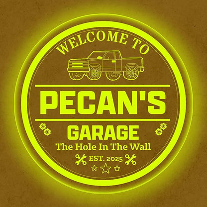 Custom Pickup Truck LED Sign – Personalized Color Changing Acrylic Wall Decor for Garage, Shop, or Man Cave (Garage 2, 16 INCHES)