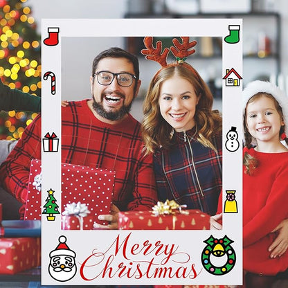 32 x 24 Inch Large Blank DIY Photo Booth Props Picture Frame Party Frame DIY Photo Booth Props Selfie for Birthday, Graduation, Christmas Holiday Party (White,Vertical)