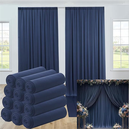60ftx12ft Wrinkle Free Navy Blue Backdrop Curtain, 12 Panels 12FT Height Navy Blue Wedding Backdrop Drapes, Silky Polyester Back Drop Cloth for Birthday Photography Background Party Backdrop Draping