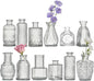 Glass Bud Vase Set of 12 Pcs Small Minimalist Vases for Flowers, Vintage Rustic Home Decor for Table Centerpiece Wedding Party, Modern Clear Aromatherapy Bottle for Living Room Bedroom