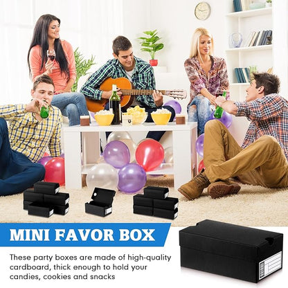 12 Sets Mini Shoe Gifts Boxes for Party Favors 6.1 x 3.9 x 2.5 Inches Sports Mini Sneaker Box with Editable Label for Candies Cookies Snacks(Black,6.1 x 3.9 x 2.5 Inches)