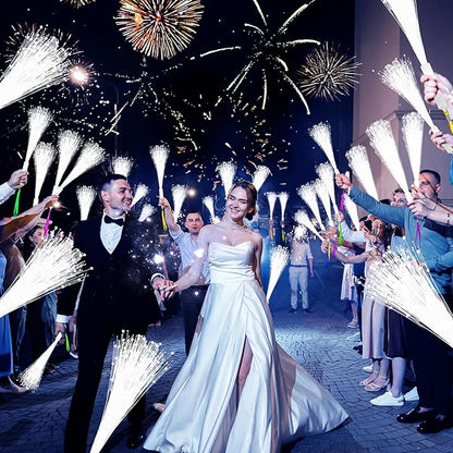 150 PCS White Fiber Optic Sticks, Glow Wands & Light Up Wands for Kids, Fiber Optic Wand with 3 Light Modes, Glow in The Dark Party Supplies, Wedding Party Supplies, for Wedding, New Year, Birthday