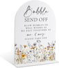 Wedding Signs for Ceremony and Reception, Boho Floral Acrylic Bubble Send Off Sign, Wedding Signage with Stand, Bridal Shower Table Centerpieces, Supplies for Engagement Reception and Event Party, 29
