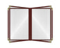 Goodsmart Restaurant Menu Covers – 25 Pack Burgundy 8-View Booklet 8.5" x 14", Side-Loading Vinyl & Plastic Menu Holders, Clear Menu Sleeves, Leather-Style Café Covers with Gold Corners