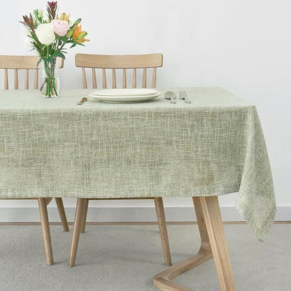 maxmill Flaxy Faux Linen Table Cloth with 2-Tone Slubby Texture Wrinkle Resistant Anti-Shrink Soft Tablecloth for Kitchen Dining Tabletop for Buffet Banquet Parties Rectangle 52 x 70 Inch Sage