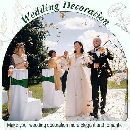 Moukeren 100 Pcs Spandex Chair Sashes Bows Bands Slider Sashes for Chair Covers Elastic Bands Ties Ribbon Decorations for Wedding Party Events Ceremony Birthday Banquet (Dark Green)