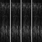 4 Pack Black Foil Fringe Backdrop Curtains, Tinsel Streamers Birthday Party Decorations, Fringe Backdrop for Graduation, Baby Shower, Gender Reveal, Disco Party