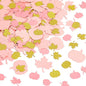 MARFOREVER 350 Pcs Fall Thanksgiving Pink and Gold Pumpkin Maple Leaf Confetti, Little Pumpkin Baby Shower Glitter Confetti Thanksgiving Table Decorations for Autumn Birthday Party Supplies