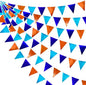Orange Blue Party Decorations Metallic Fabric Triangle Pennant Flag Bunting Banner Garland for Birthday Baby Shower Graduation Bridal Shower Wedding Bachelorette Engagement Space Theme Party Supplies
