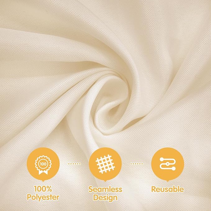 BRILLMAX 8 Pack Beige Tablecloths for 8 Foot Rectangle Tables 60 x 126 Inch - 8ft Rectangular Bulk Linen Polyester Fabric Washable Cloth Cover for Wedding Reception Banquet Birthday Party