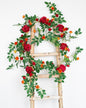 6FT Bendable Flower Garland, Artificial Rose Vine Hanging Floral Garland Decoration for Weding Home Room Wall Decor (Red, 1pcs)