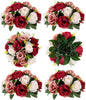 BLOSMON Wedding Flowers Decorations for Table: 6 Pcs Burgundy & Dusty Rose & Creamy White Fake Rose Flowers Balls Centerpieces- Artificial Silk Kissing Floral Arrangements Home Party DIY Decoration