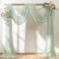 30" x 20Ft Wedding Arch Draping Fabric, 2 Panels Sage Green Sheer Curtain Drapes Extra Wide & Long Backdrop Curtains for Wedding Arch Ceremony Birthday Party Decorations
