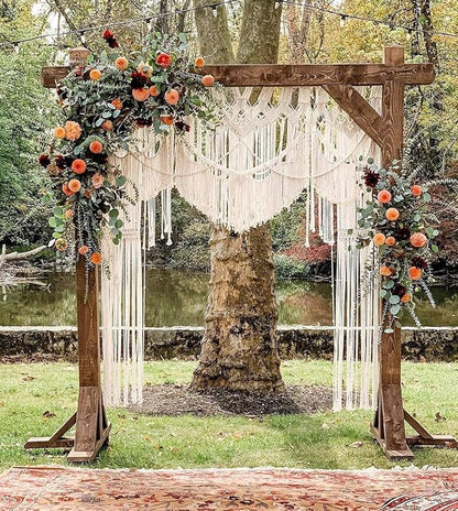 S.N.HANDICRAFTS Macrame Large Curtain Bohemian Boho Decoration Backdrop Wedding Wall Hanging (85X85) Natural