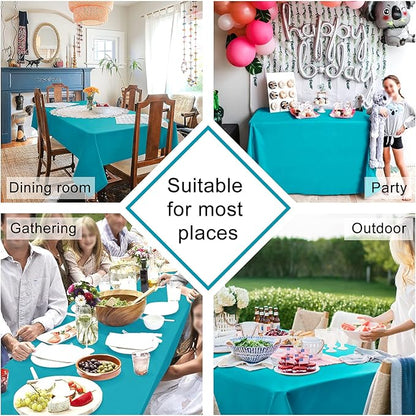 Hiasan Square Tablecloth - Waterproof and Spillproof Washable Fabric Table Cloth for Dining Room Kitchen, Turquoise, 70 x 70 Inch